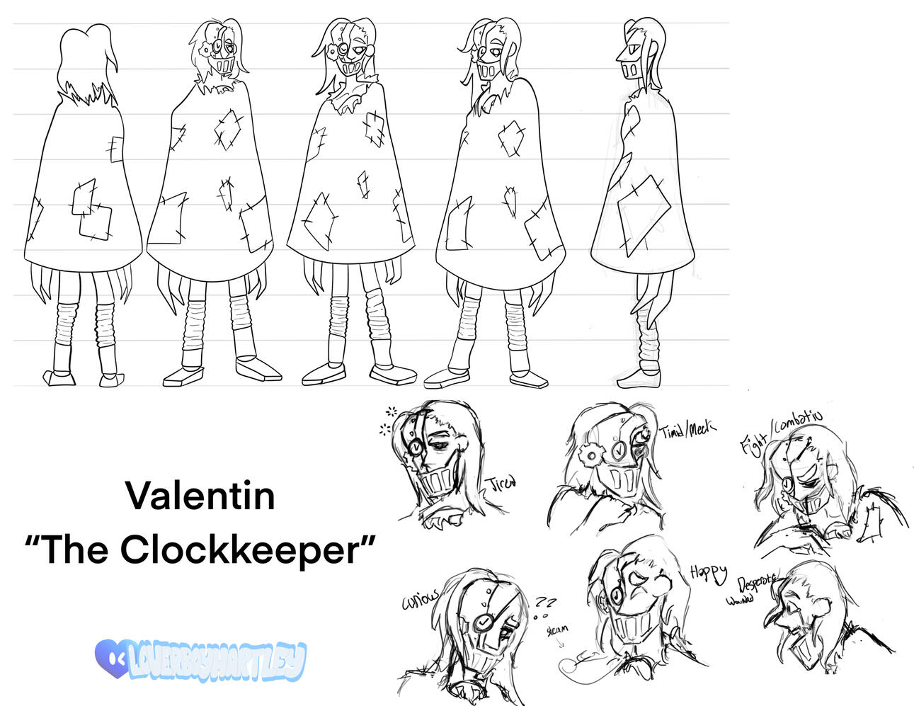 "Clockkeeper Valentin Model Sheet". Procreate. December 2023.
