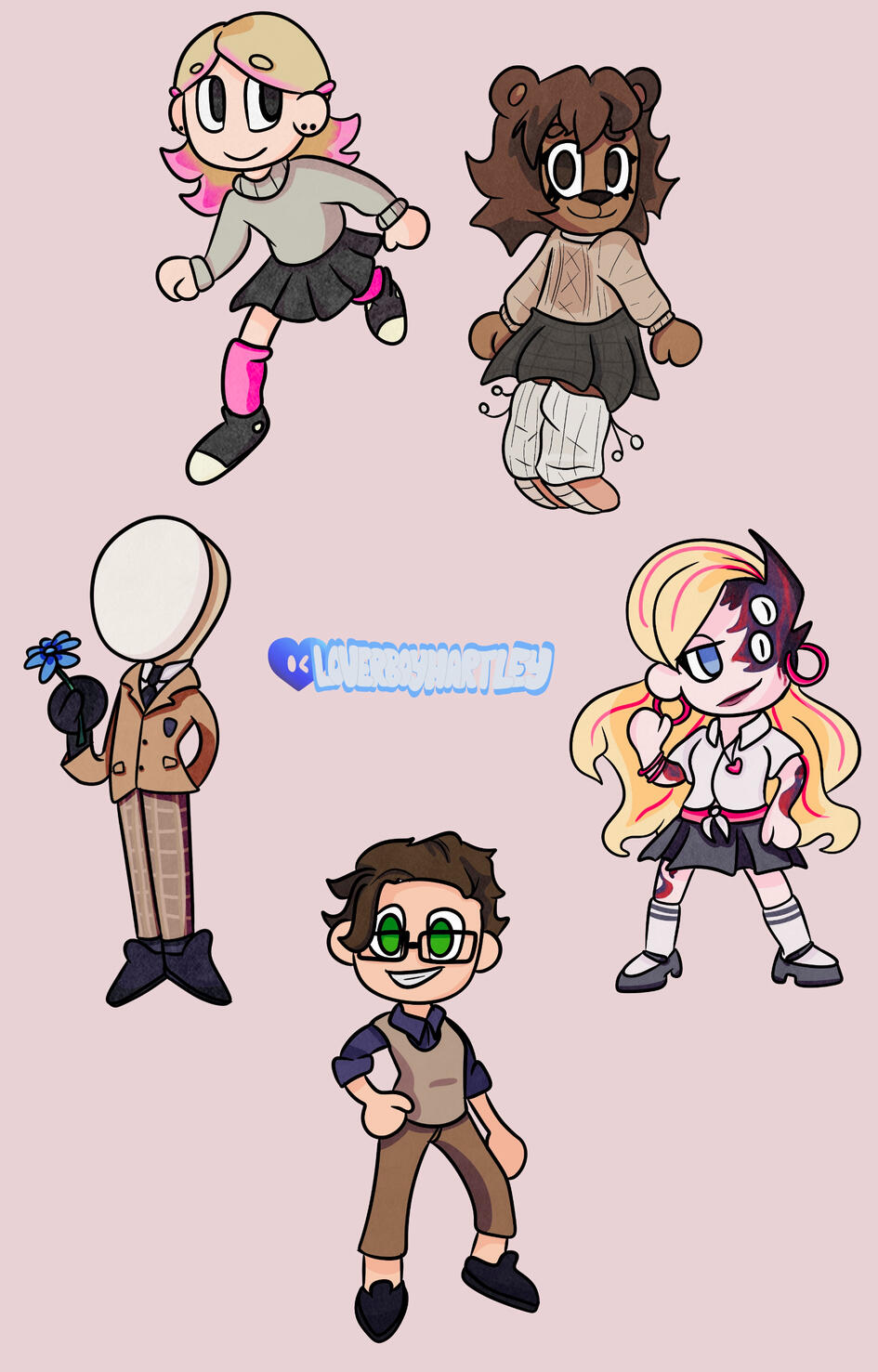 &quot;Tabletop Campaign Stickers&quot;. Procreate. February 2025. Featuring characters from artists Sean Semick, Piper Haswell, Soren Spina, and Audrey Shuman.