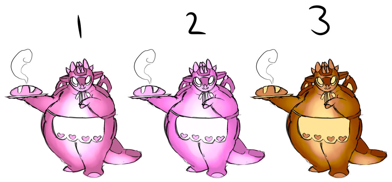 Focaccia color comps. Originally intended to be pink, but the third brown option caused a change of mind.