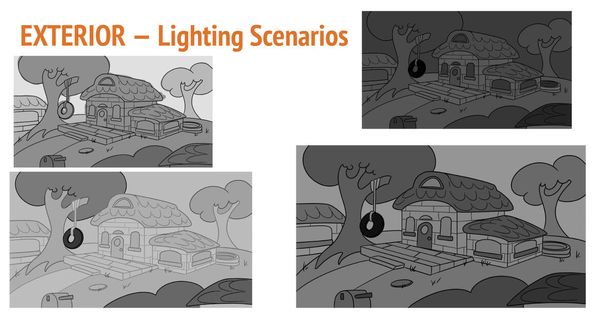 Exterior lighting scenarios.