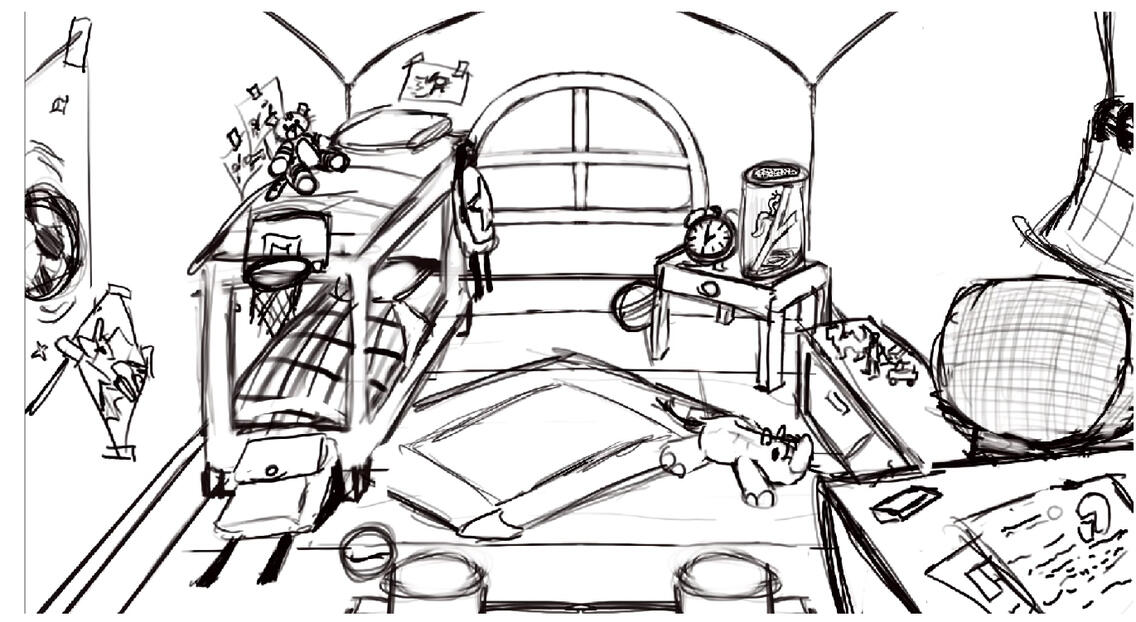 Interior, rough sketch.