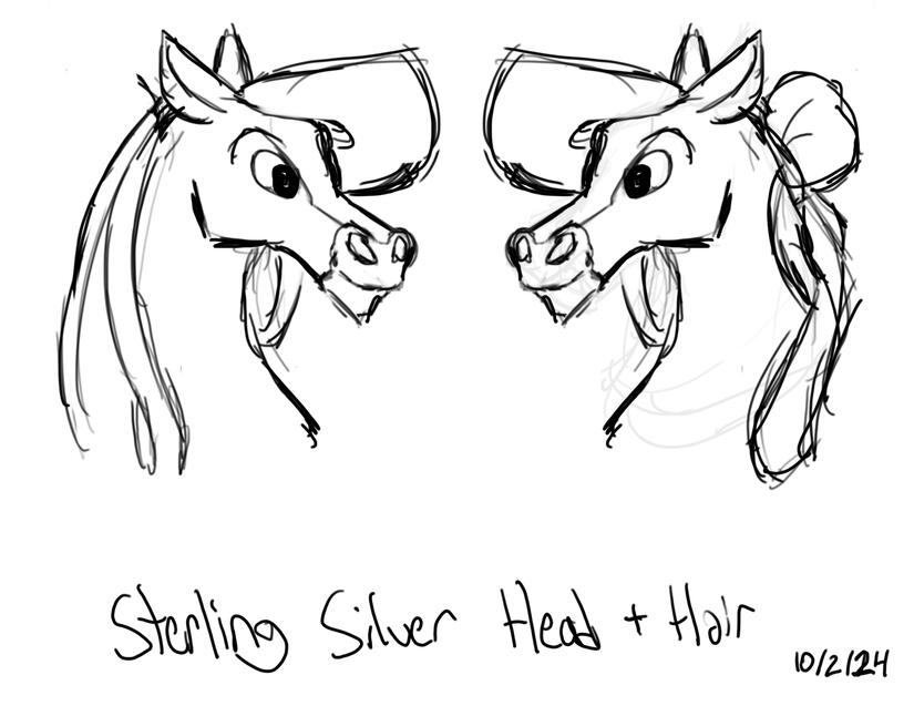 Sterling Silver, head and hair idea.